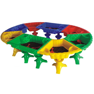 LL-S086 Round Table Shape 6 Box Mixed Color Plastic Sandbox with Sand Play Toy